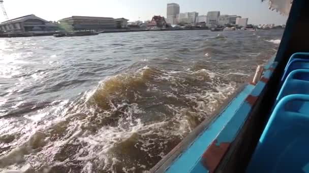 Printemps 2019 Bangkok Thaïlande Excursion Bateau Sur Rivière Chao Phraya — Video