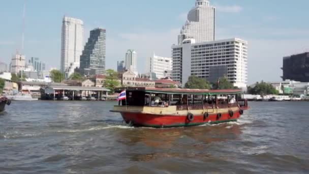 Printemps 2019 Bangkok Thaïlande Slow Motion Beau Bateau Touristique Flotte — Video