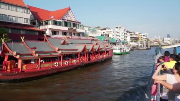 Estate 2019 Bangkok Thailandia Gita Barca Turistica Lungo Fiume Chao — Video Stock