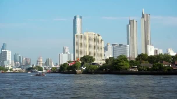 Camine Barco Turístico Largo Del Río Principal Bangkok Chao Phraya — Vídeo de stock
