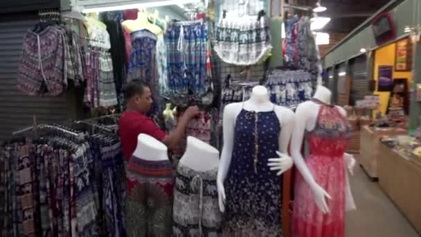 Verão 2019 Bangkok Tailândia Mercado Noturno Com Coisas Lembranças Centro — Vídeo de Stock