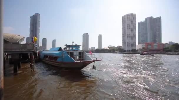 Verão 2019 Banguecoque Tailândia Passeio Barco Turístico Longo Rio Chao — Vídeo de Stock