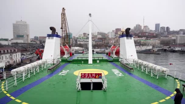 Spring 2019 Vladivostok Rusland Passagiersveerboot Eastern Dream Vladivostok Japan Zuid — Stockvideo