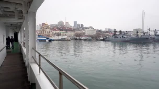 Primavera 2019 Vladivostok Rusia Transbordador Pasajeros Estern Dream Vladivostok Cableado — Vídeo de stock