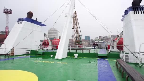 Primavera 2019 Vladivostok Rússia Passenger Ferry Estern Dream Vladivostok Convés — Vídeo de Stock