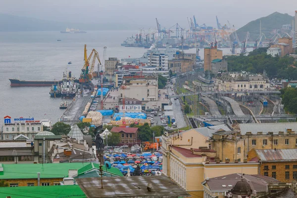 Estate 2015 Vladivostok Russia Parte Centrale Vladivostok Altezza Vista Dall — Foto Stock