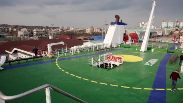 Άνοιξη 2019 Νότια Κορέα Donghae Άνω Κατάστρωμα Επιβατηγού Πλοίου Επιβάτες — Αρχείο Βίντεο