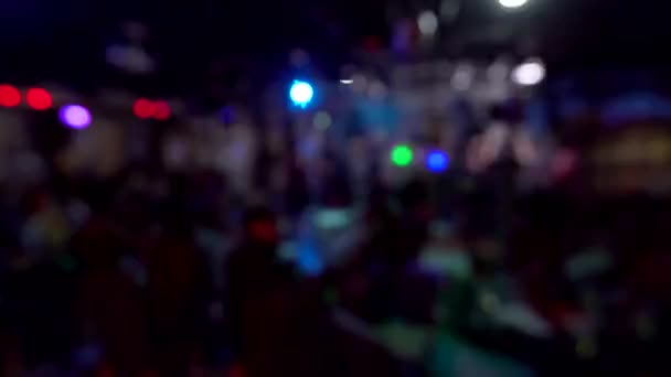 Wazige Discolampen Wazige Lichten Van Lichte Muziek Een Nachtclub — Stockvideo