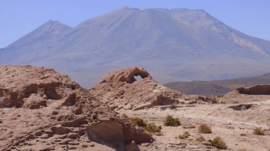 Dağlar, Vulkanlar, çöller ve Bolivya altiplanosunda lagunalar. Bazı pembe flaminbolar
