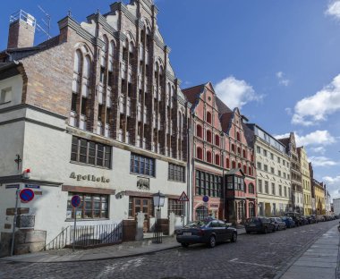 Arnavut kaldırımlı Street, Stralsund, Almanya