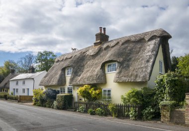 Thatched Cottages in an English Village clipart