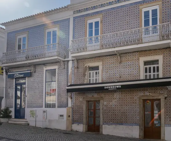 Betegelde Gevel Van Winkels Albufeira Algarve Portugal — Stockfoto
