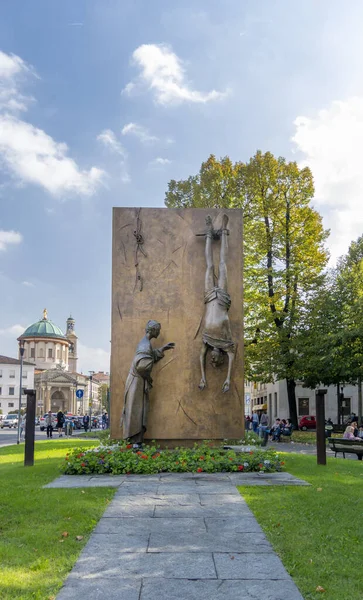 Talya Nın Bergamo Kentindeki Heykeltıraş Giacomo Manzu Nun Partizan Anıtı — Stok fotoğraf