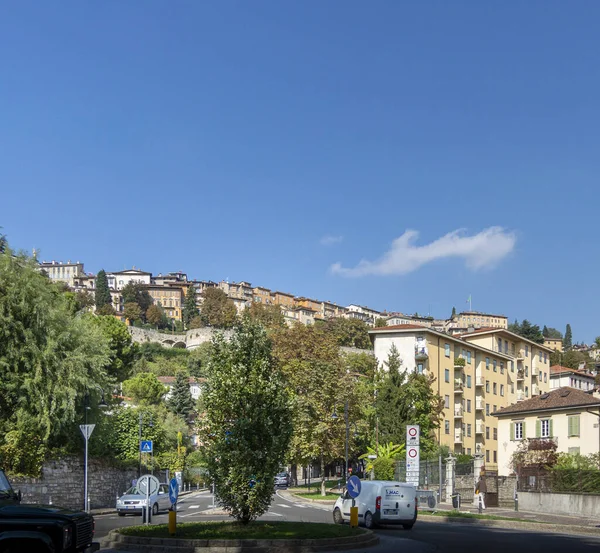 Uitzicht Oude Stad Bergamo Italië Top Van Heuvel — Stockfoto