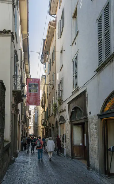 Architecture Narrow Cobbled Street Old City Bergamo Italy Europe — Stock Photo, Image