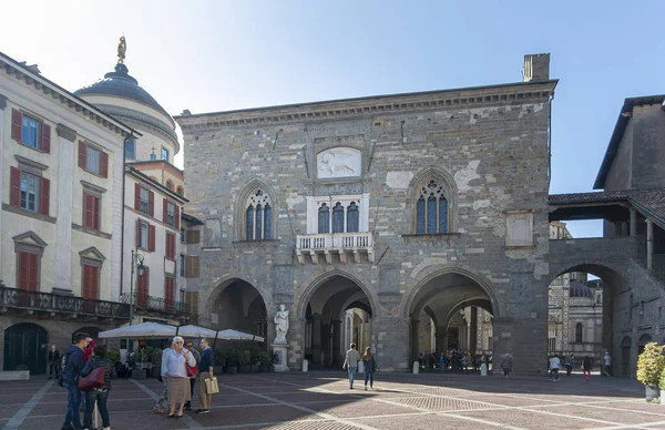 Radnice Palác Náměstí Piazza Vecchio Starém Městě Bergamo Itálie — Stock fotografie