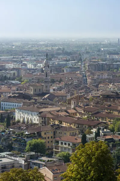 Flygfoto Över Staden Bergamo Lombardiet Italien Europa — Stockfoto