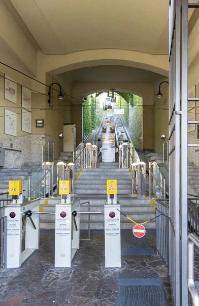 Funicular Estación Tren Bergamo Alta Lombardía Italia — Foto de Stock