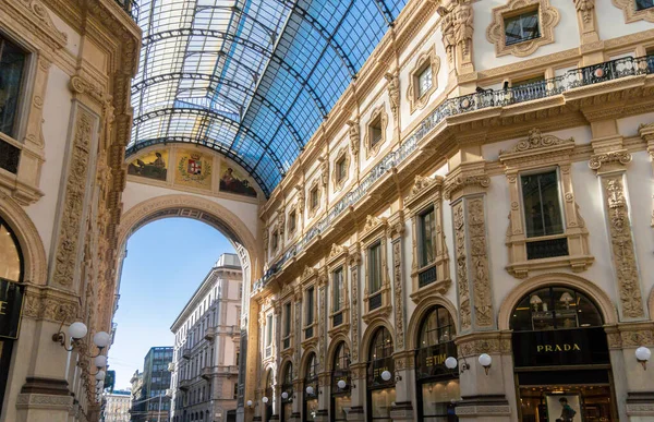 Interior Adornado Galleria Vittorio Emanuele Shopping Arcade Milán Italia — Foto de Stock