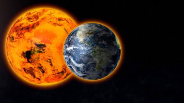 Seyyare yerküre parlak güneşin fon karşı uzayda. 