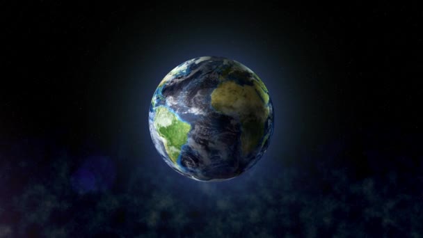 Планета Земля Вращается Фоне Космических Звезд — стоковое видео