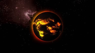 Uzayda yüzeyinde akan lavlar ile bir yıldız.