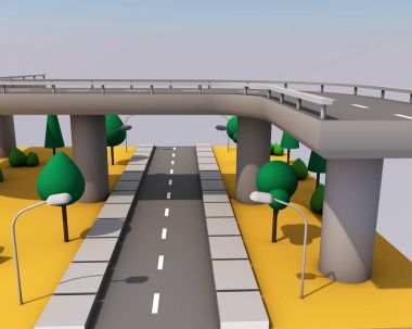 bir yol ve köprü soyut bir arsa üzerinde 3D çizimi. 