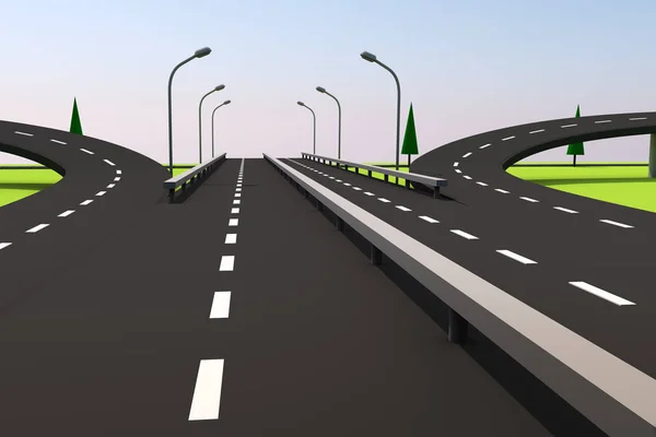 bir yol ve köprü soyut bir arsa üzerinde 3D çizimi. 