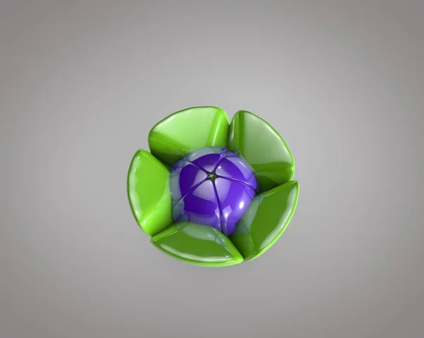 gri bir arka plan üzerinde soyut bir çiçek 3D çizimi. 