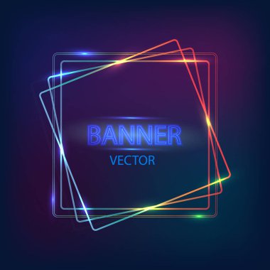 Afiş koyu mavi bir arka plan üzerinde renkli parlak kareler. EPS 10.