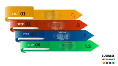 İş infographics metin ve simgeleri ile renkli oklar şeklinde. EPS 10