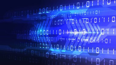 Sıfırların baytları ve ikili birimler ağdan geçer. Yüksek teknoloji dijital ağ, iletişim, yüksek teknoloji. Eps 10.