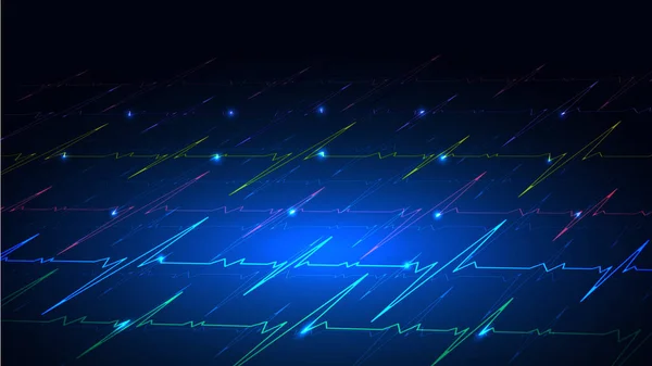 Illustration vectorielle d'un design techno de lignes lumineuses sur fond bleu foncé. Le concept moderne de technologie numérique. SPE 10 . — Image vectorielle