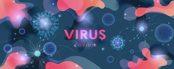 Ilustração vetorial de células coronavírus em fundo colorido abstrato. Vacina contra pandemia, epidemia, quarentena, vírus. EPS 10 . — Vetor de Stock