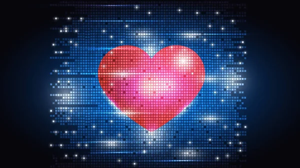 Ilustração vetorial de um coração humano sobre fundo de pixels eletrônicos. EPS 10 . —  Vetores de Stock