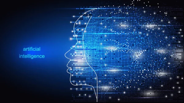 A mesterséges intelligencia vektorképe egy világító emberi fej formájában. Tudomány, futurisztikus, web, hálózati koncepció, kommunikáció, csúcstechnológia. EPS 10 — Stock Vector
