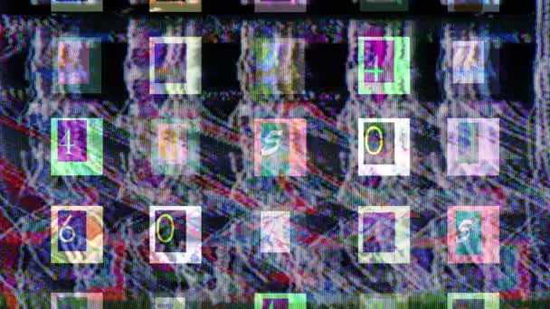 Υπολογιστή glitch photoshop αριθμούς — Αρχείο Βίντεο