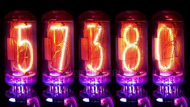 Five number light tubes — Stock Video