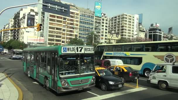 Ônibus e tráfego no cruzamento buenos ares — Vídeo de Stock