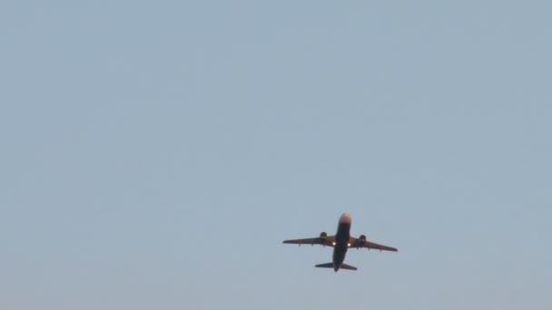 Pembe Bulutların arasından uçan uçak — Stok video