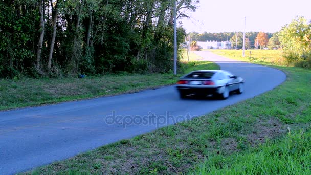 DeLorean hastigheter till vända wideshot — Stockvideo
