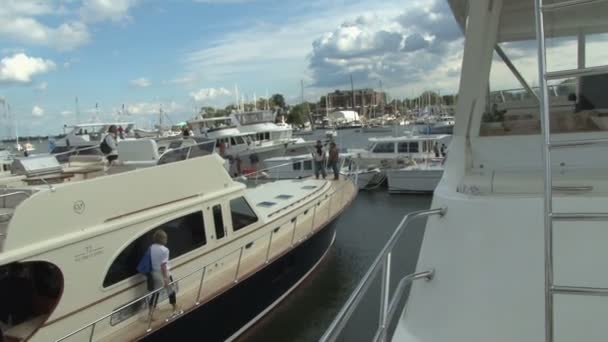 Vista panoramica di barche e yacht — Video Stock