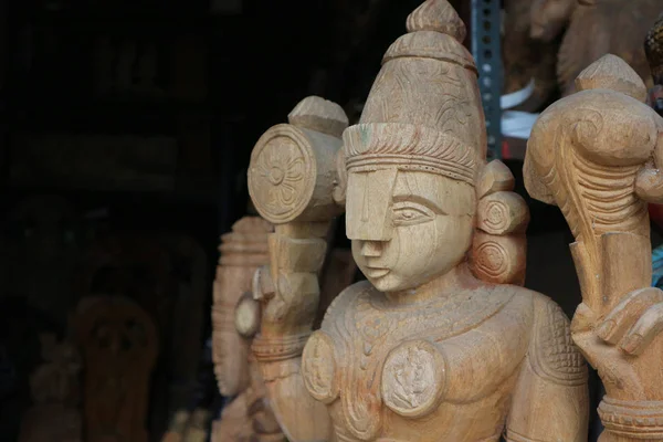 Fából Készült Szobor Istenség Baladji Wood Carving Indiában — Stock Fotó