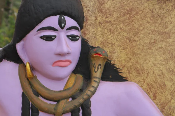 Elégedetlen Shiva Egy Szobor Falon Indiában — Stock Fotó