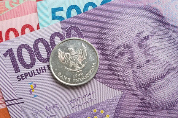 Die Münze Mit Dem Adler Und Der Aufschrift Bank Indonesia — Stockfoto