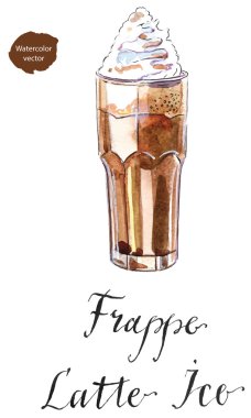 Frappe kahve buz krem ile uzun bir bardak