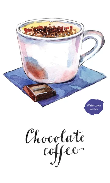 Beyaz fincan Çikolata kahve — Stok Vektör