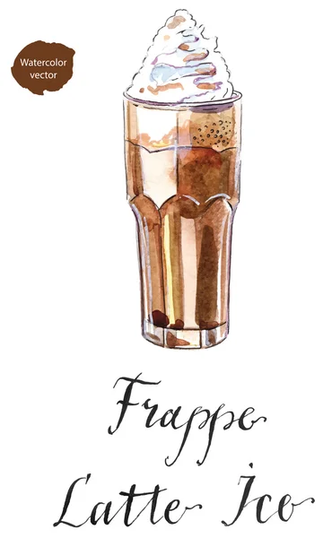 Frappe latte hielo en un vaso alto con crema — Archivo Imágenes Vectoriales