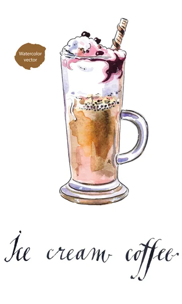 Crème glacée au café fraîchement brassée aux baies — Image vectorielle