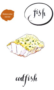 Taze deniz balık: kavrulmuş morina parçası